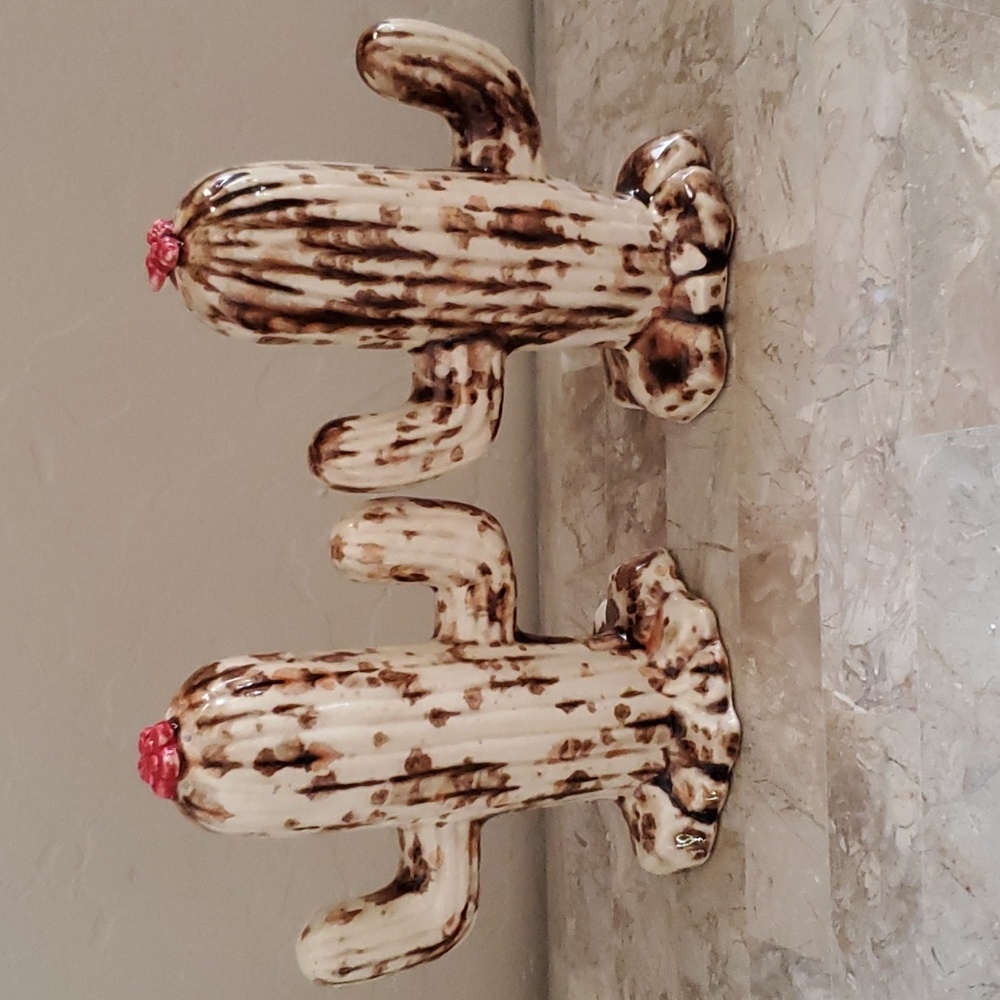 Leopard Cacti Salt & Pepper Shakers nwot